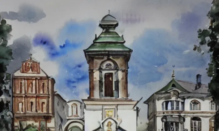 Zelená brána – akvarel
