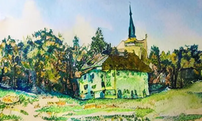 Šárecké hradiště – akvarel