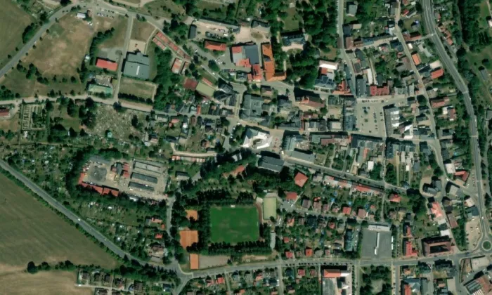 Šaldův statek – letecký pohled