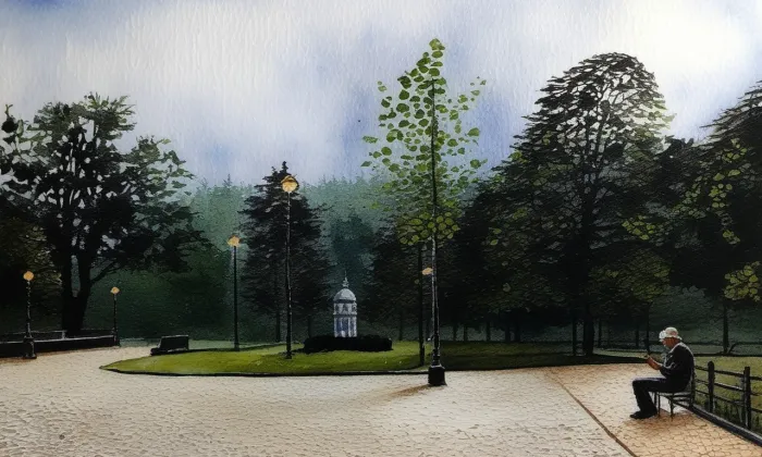 Čelakovského sady – akvarel