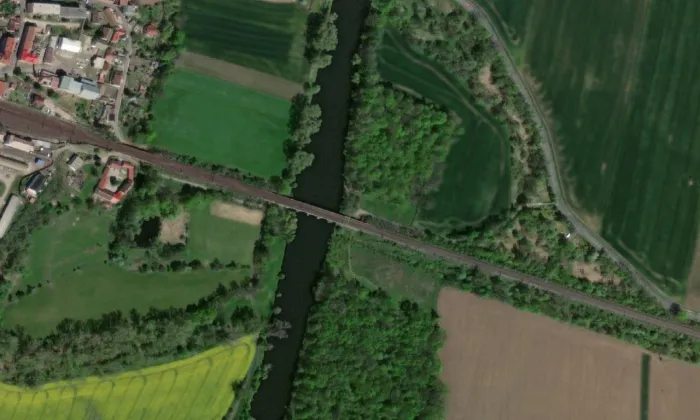 železniční most v Bohušovicích nad Ohří – letecký pohled
