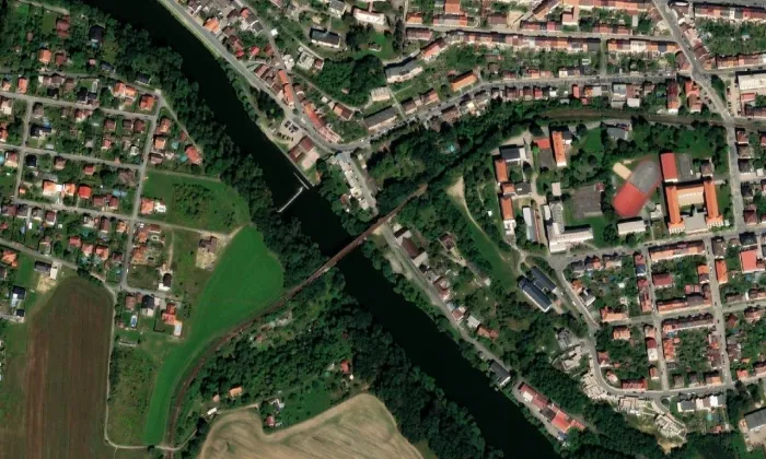 železniční most v Táboře – letecký pohled