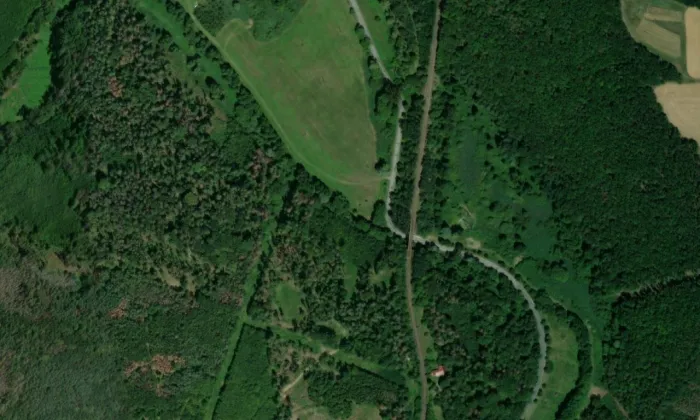 železniční viadukt u Střelic – letecký pohled