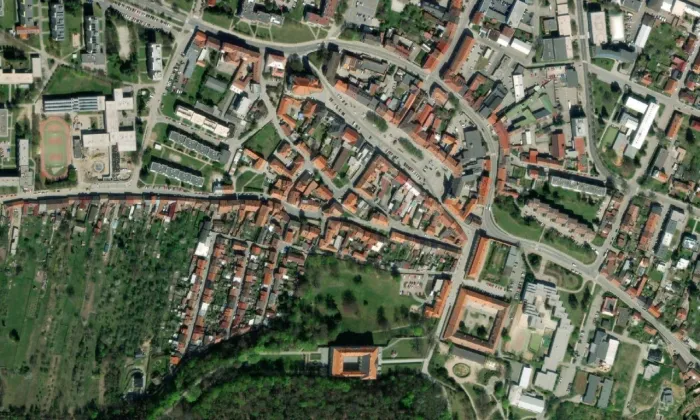 Židovský dům čp. 382 – letecký pohled