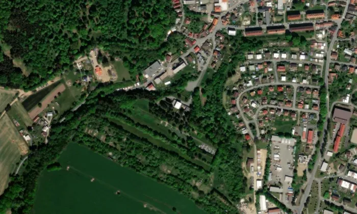 Židovský hřbitov v Ledči nad Sázavou – letecký pohled