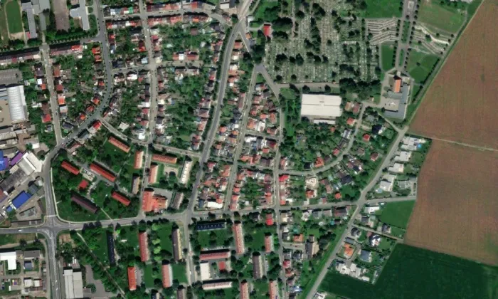 Židovský hřbitov v Přerově – letecký pohled