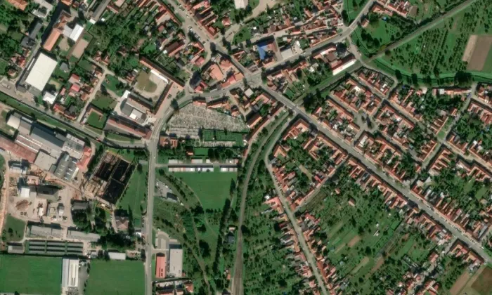 Židovský hřbitov v Uherském Ostrohu – letecký pohled