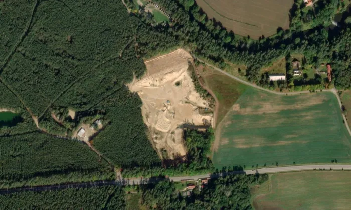Židovský hřbitov ve Stráži nad Nežárkou – letecký pohled