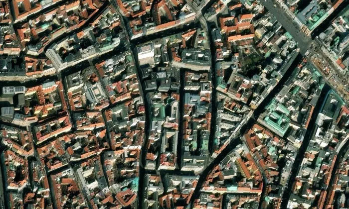 Židovská zahrada – letecký pohled