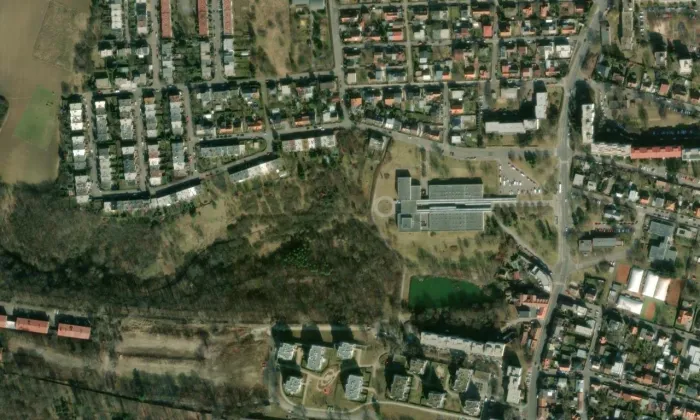 Čimická tvrz – letecký pohled