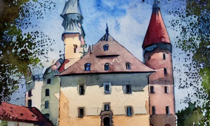 Škvořetice – akvarel