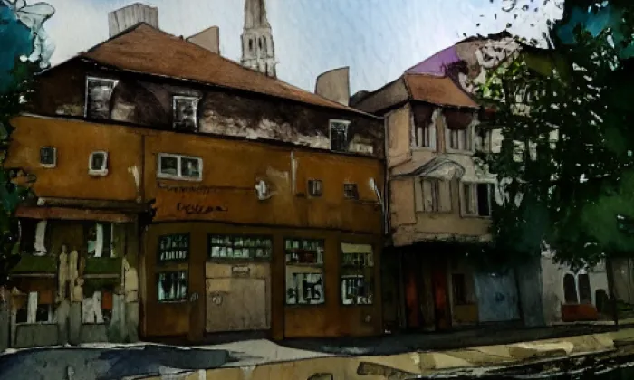 Úlice – akvarel