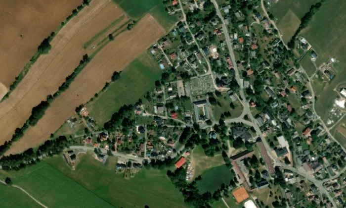 Špitál - Kaple svatého Aloise – letecký pohled