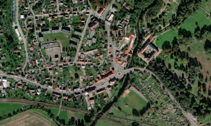 Špitál s kaplí sv. Václava – letecký pohled