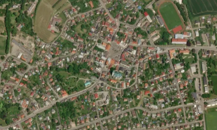 Šrámkův dům – letecký pohled
