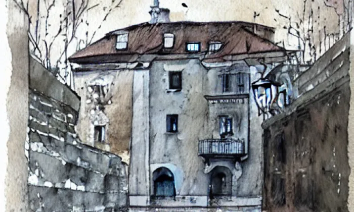 Štítina – akvarel