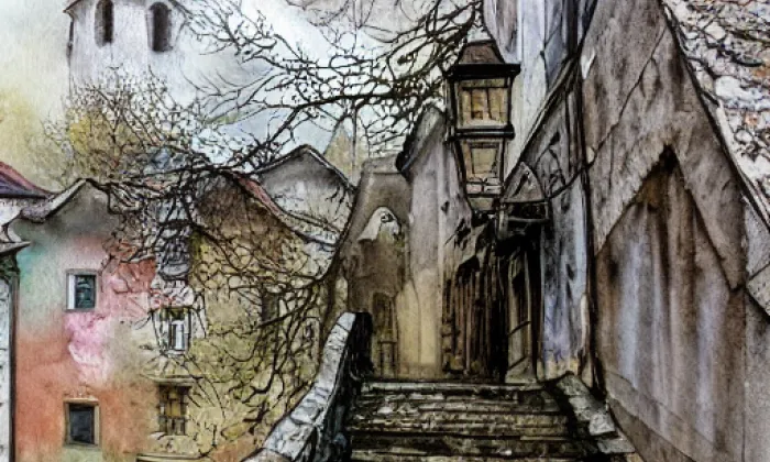 Štětkovice – akvarel