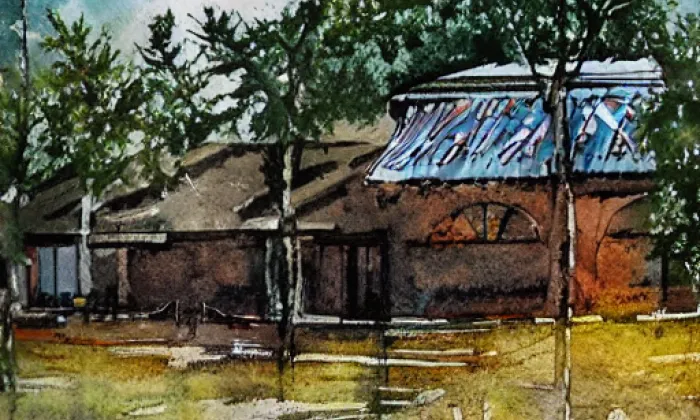 Archeoskanzen Modrá – akvarel