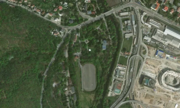 areál střelnice v Brně – letecký pohled