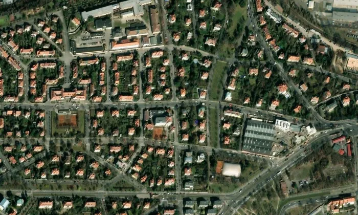 Areál Výzkumného ústavu cukrovarnického Střešovice – letecký pohled