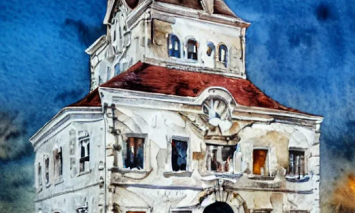 Bílý zámek – akvarel