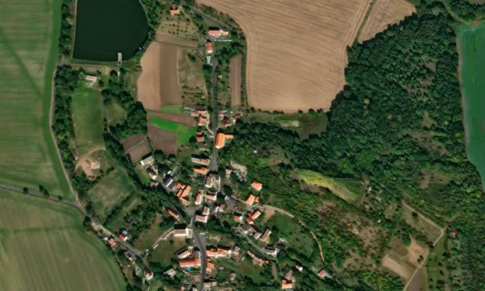 Bývalá fara (Býčkovice) – letecký pohled