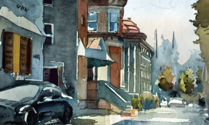 Bývalý hotel Slavie – akvarel