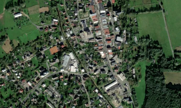 Bývalá pošta (Zlaté Hory) – letecký pohled