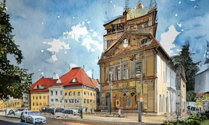Barokní statek Doksany – akvarel
