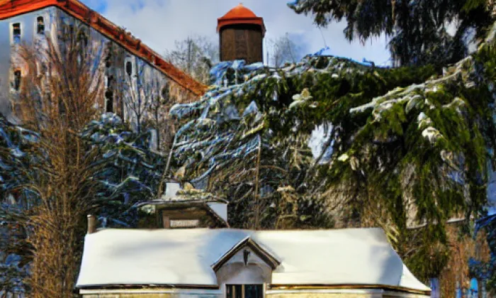 Boží muka - Markův morový sloup – zima
