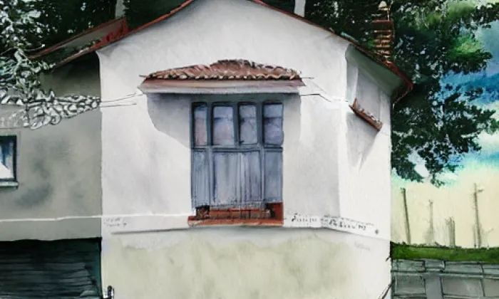 Boží muka - výklenková kaplička – akvarel