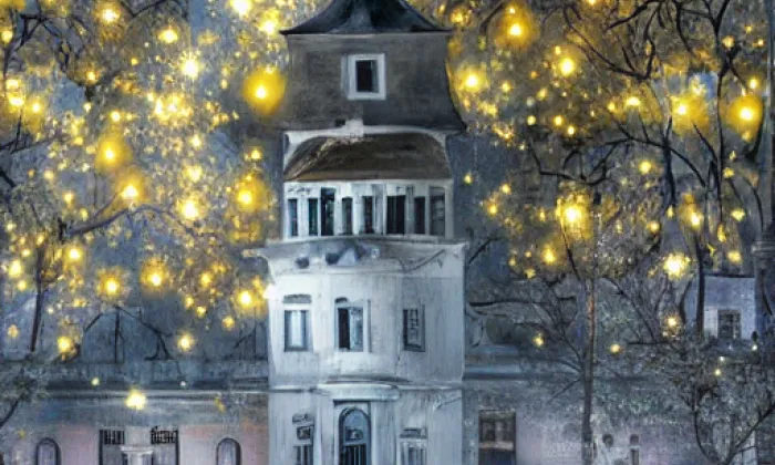 Boží muka v Albrechticích – noc