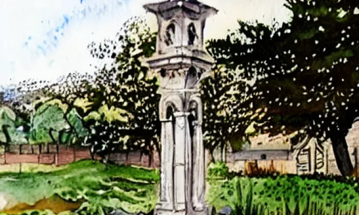 Boží muka z roku 1705 – akvarel