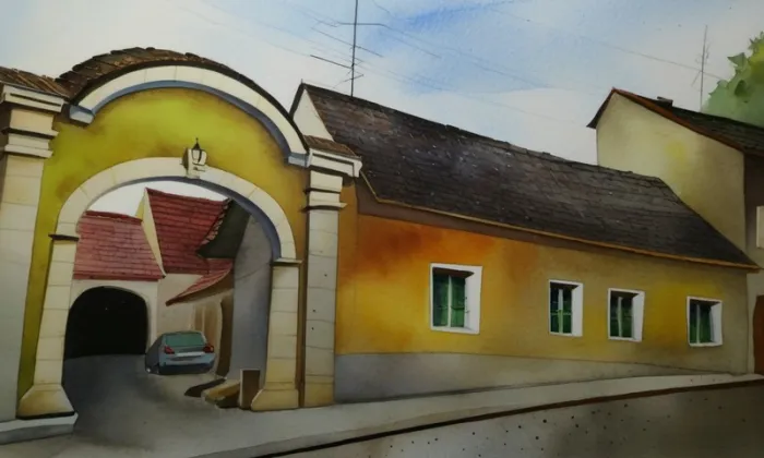 Brána usedlosti čp. 193 – akvarel