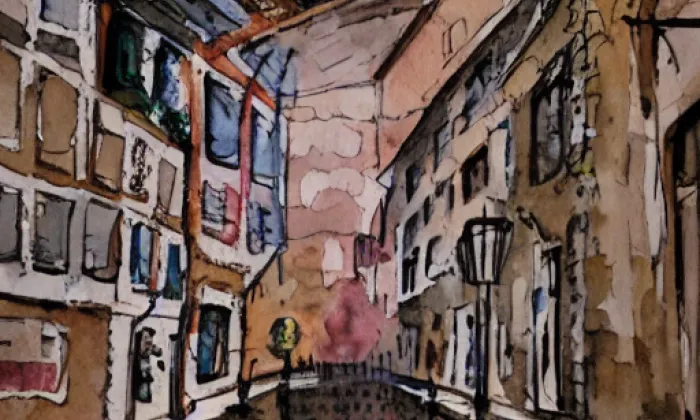Broumovský klášter – akvarel