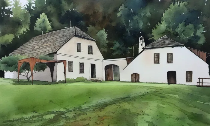 Buškův hamr – akvarel