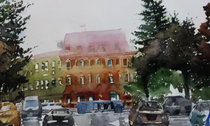 Budova čp. 3 – akvarel