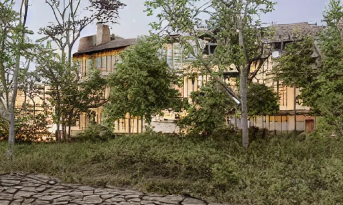 Budova nákladního nádraží Staré Kladno – noc