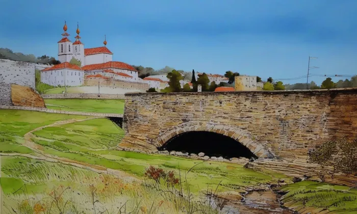 Bystřický můstek – akvarel