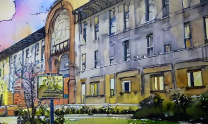 Centrální lázně – akvarel