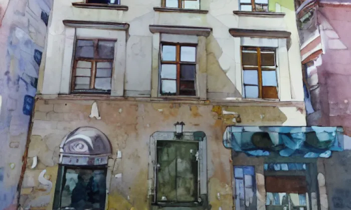 Dřevěná 5 – akvarel
