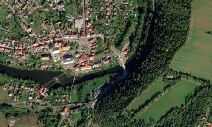 děkanství v Kácově – letecký pohled