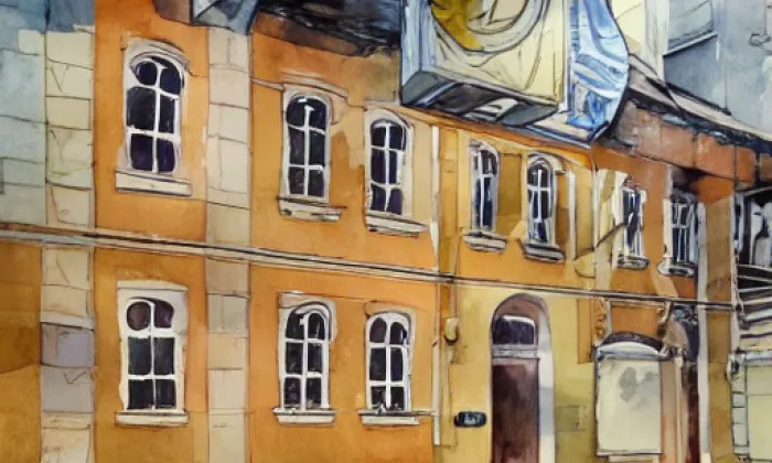 Děkanství v Teplicích – akvarel