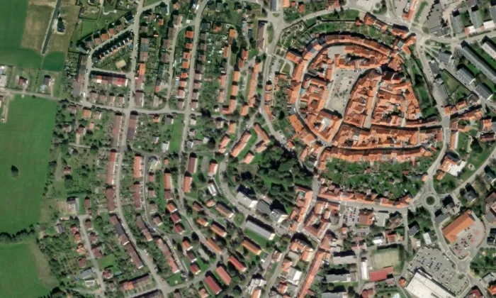 Dům čp. 136 – letecký pohled