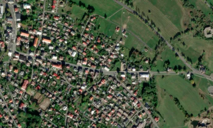 Dům čp. 332 – letecký pohled