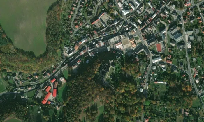 Dům čp. 406 – letecký pohled
