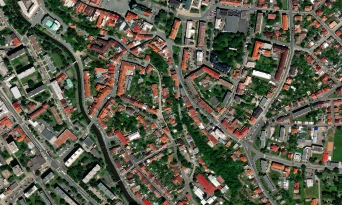 Dům Špalíček – letecký pohled