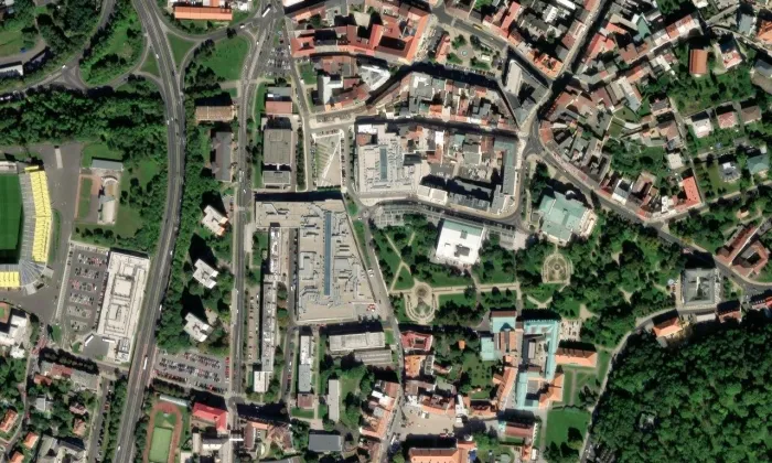 Dům kultury v Teplicích – letecký pohled