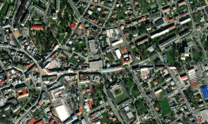 Dům Ottokara Katzera – letecký pohled