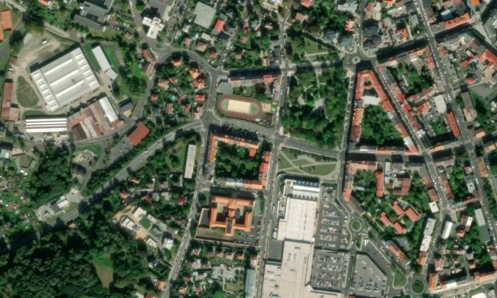 dům spolku Schlaraffia – letecký pohled